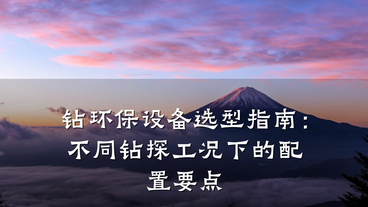 钻环保设备选型指南：不同钻探工况下的配置要点