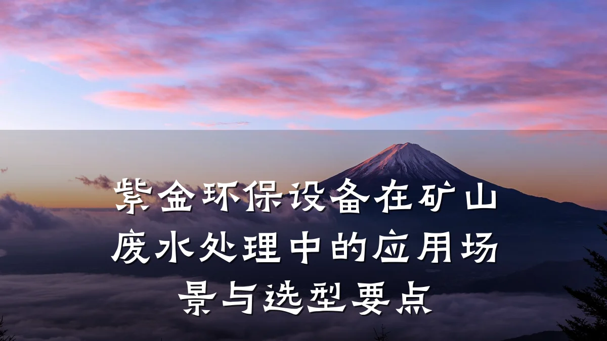 紫金环保设备在矿山废水处理中的应用场景与选型要点